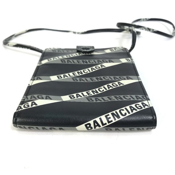 BALENCIAGA Explorer Shoulder Wallet with Logo, Black Leather, Men's, 541567 - Picture 8 of 10